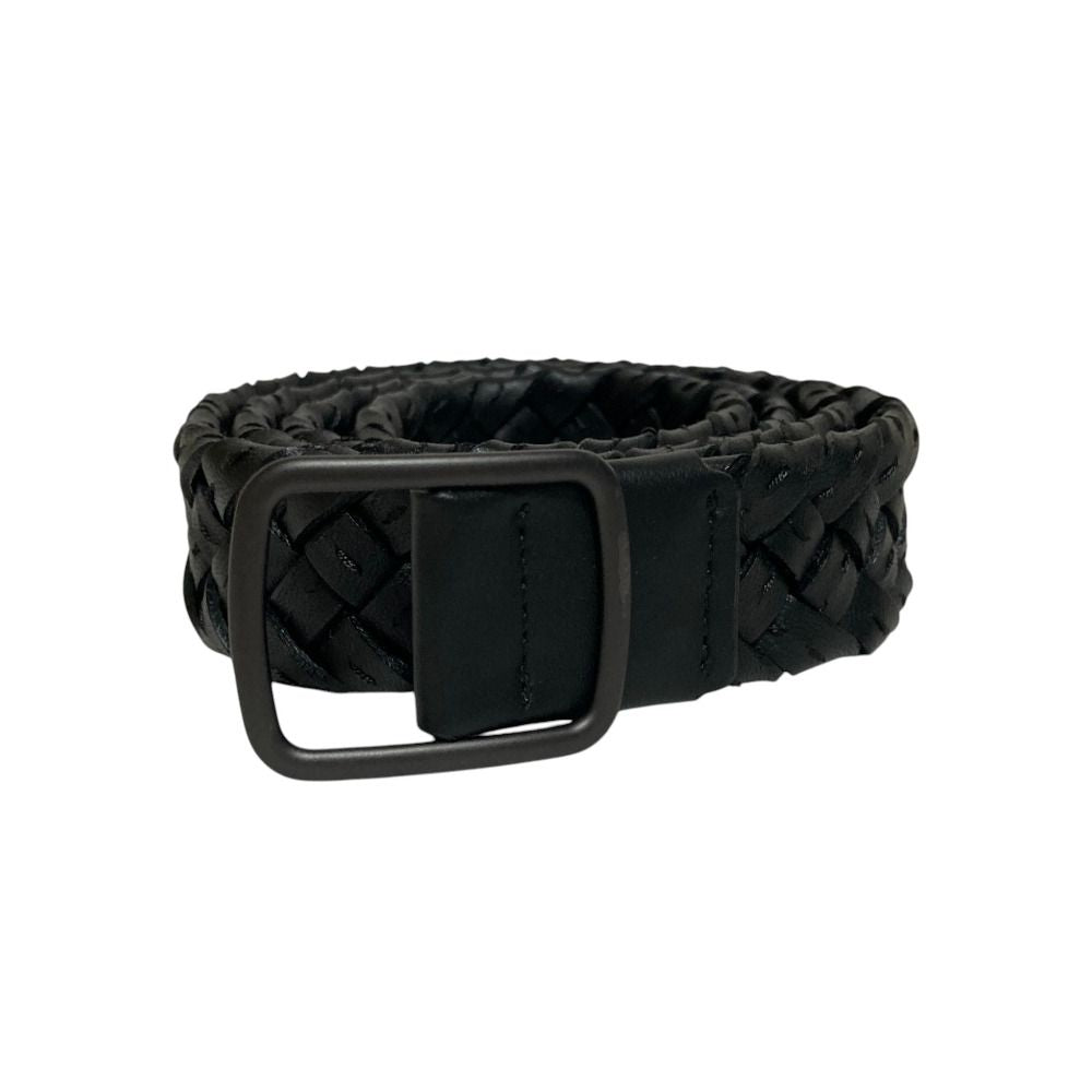 Bottega Veneta Intrecciato Leather Belt Black