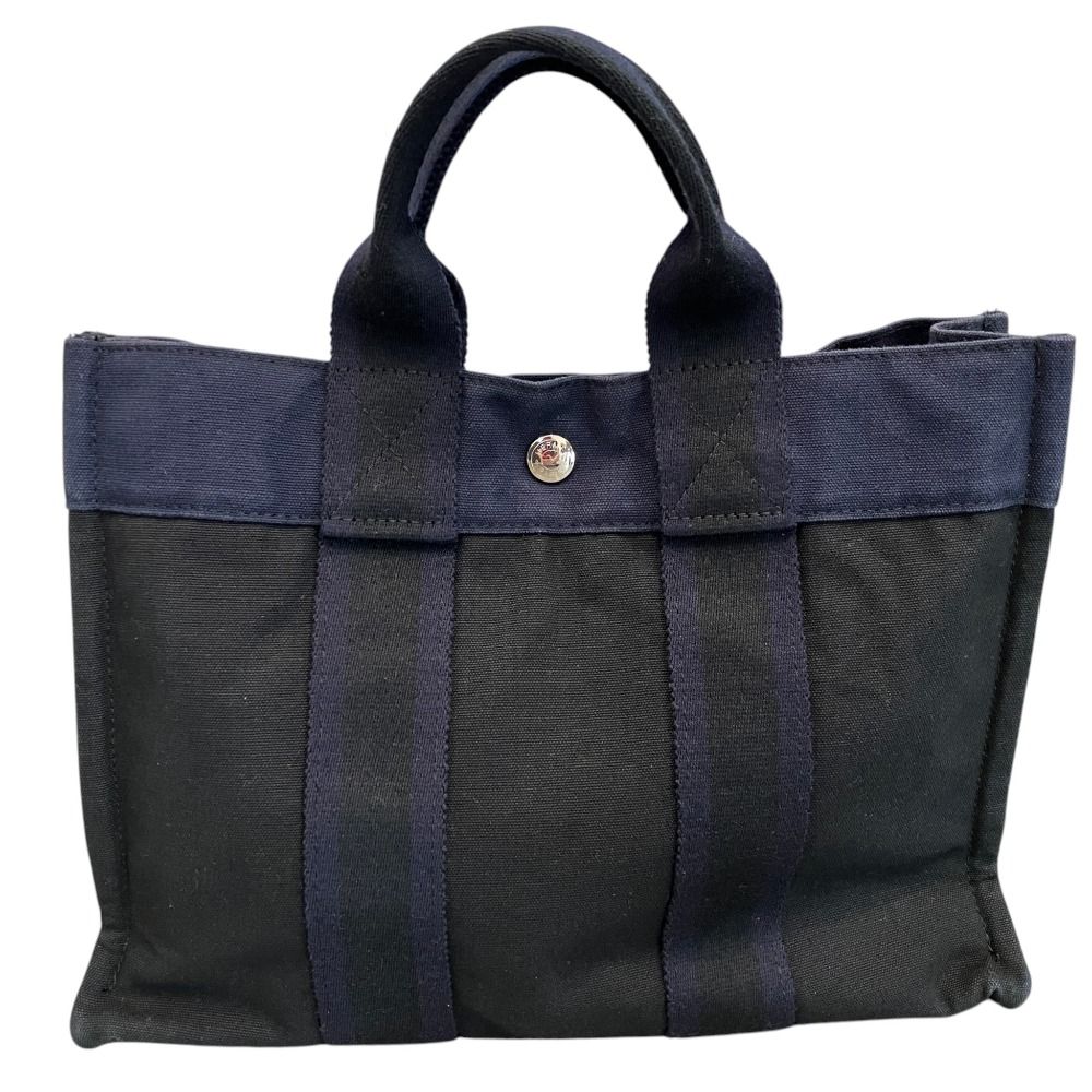 Hermes Fourre Tout PM Canvas Tote Bag Navy