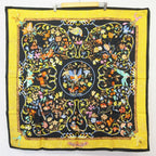 Hermes Pi Erres D'ori Ent Et D'occi Dent Carre 90 Silk Scarf Black