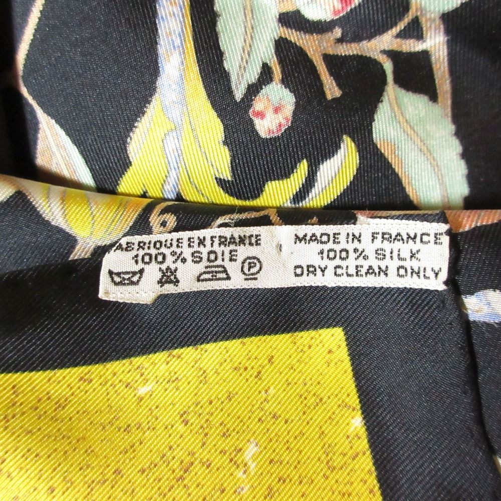 Hermes Pi Erres D'ori Ent Et D'occi Dent Carre 90 Silk Scarf Black — view 8