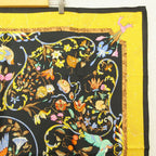 Hermes Pi Erres D'ori Ent Et D'occi Dent Carre 90 Silk Scarf Black — view 4