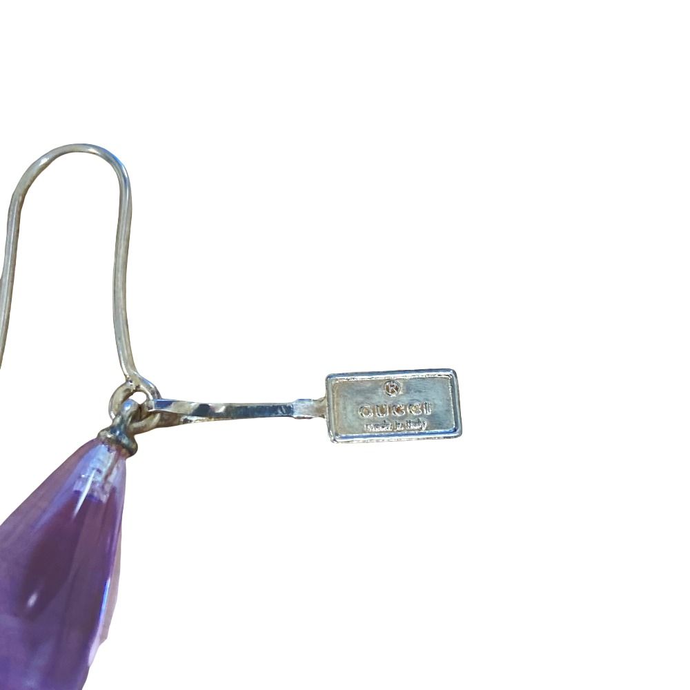 Gucci Crystal Drop Earrings 925 Purple — view 2