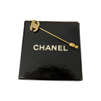 Chanel Vintage CC Logo Rhinestone Pin Brooch Gold — view 5