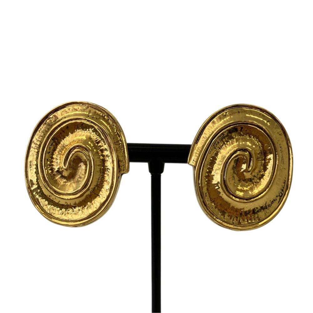 Saint Laurent Conch Motif Earrings Gold Plated