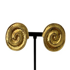Saint Laurent Conch Motif Earrings Gold Plated