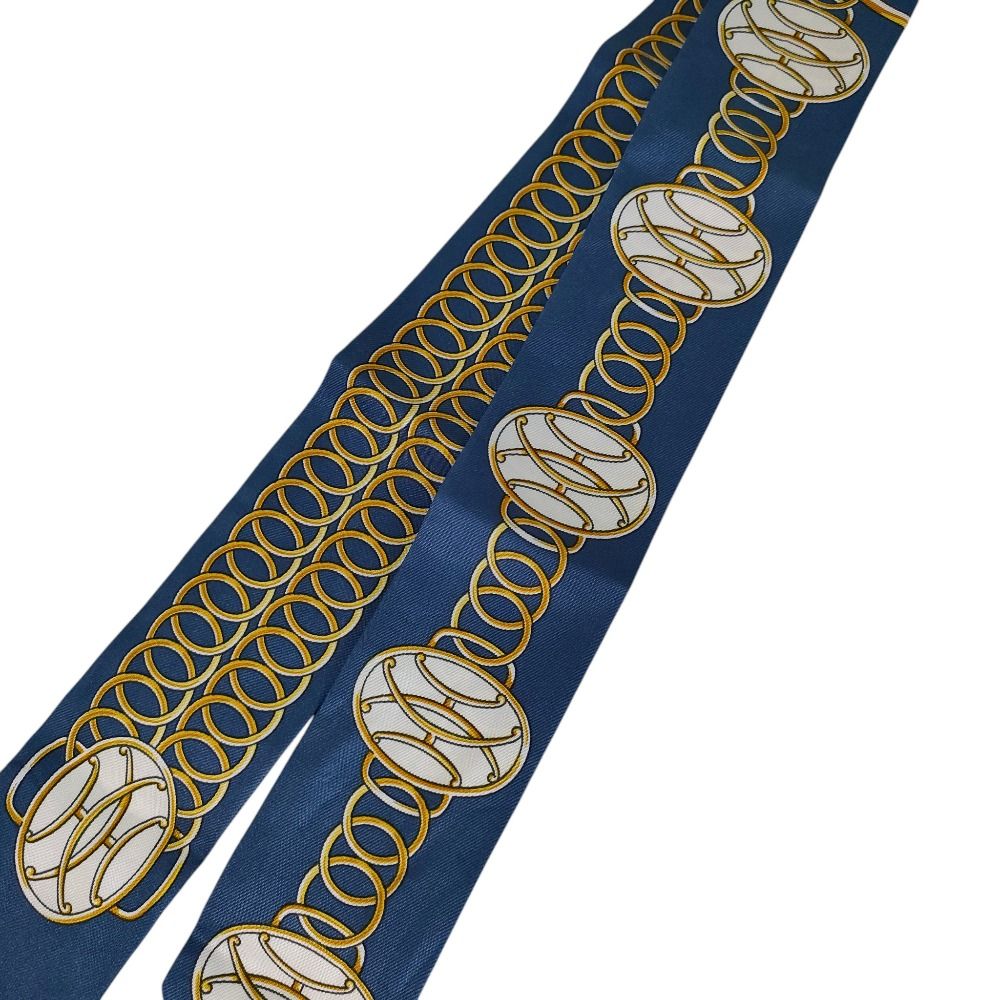 Hermes Silk 100% Lift Profile Twilly Scarf Navy — view 3