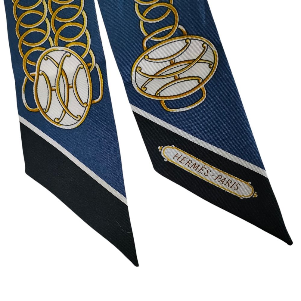 Hermes Silk 100% Lift Profile Twilly Scarf Navy — view 6