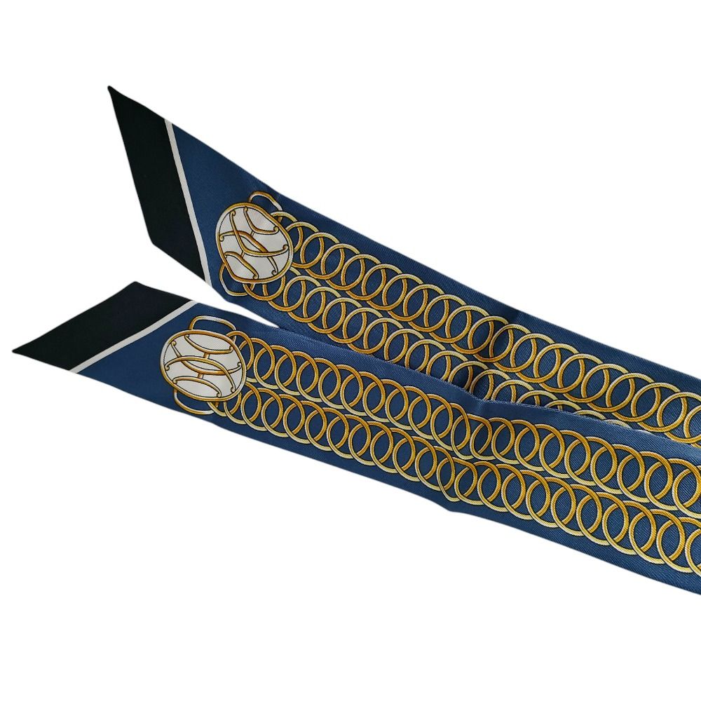 Hermes Silk 100% Lift Profile Twilly Scarf Navy — view 7