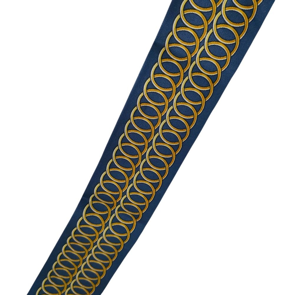 Hermes Silk 100% Lift Profile Twilly Scarf Navy — view 5