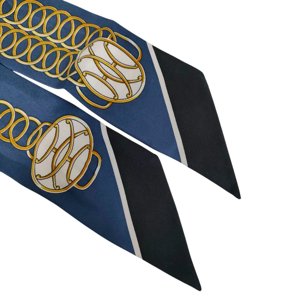 Hermes Silk 100% Lift Profile Twilly Scarf Navy — view 6