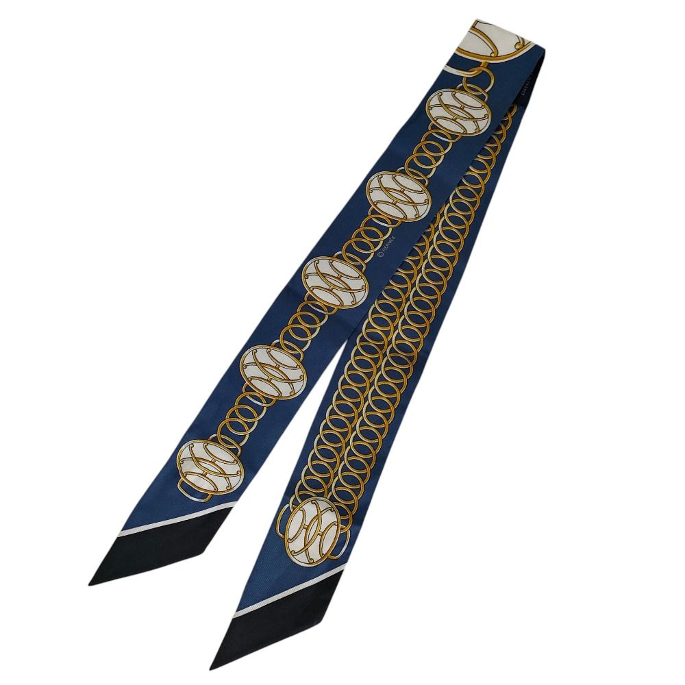 Hermes Silk 100% Lift Profile Twilly Scarf Navy — view 2