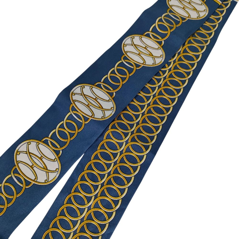 Hermes Silk 100% Lift Profile Twilly Scarf Navy — view 3