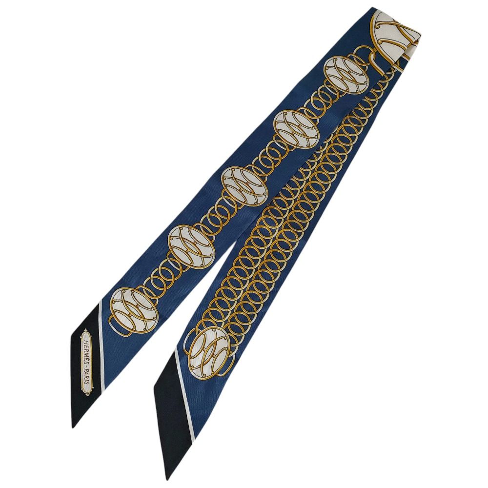 Hermes Silk 100% Lift Profile Twilly Scarf Navy