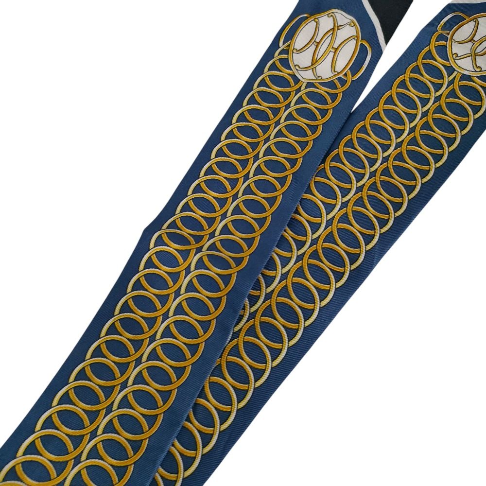 Hermes Silk 100% Lift Profile Twilly Scarf Navy — view 4