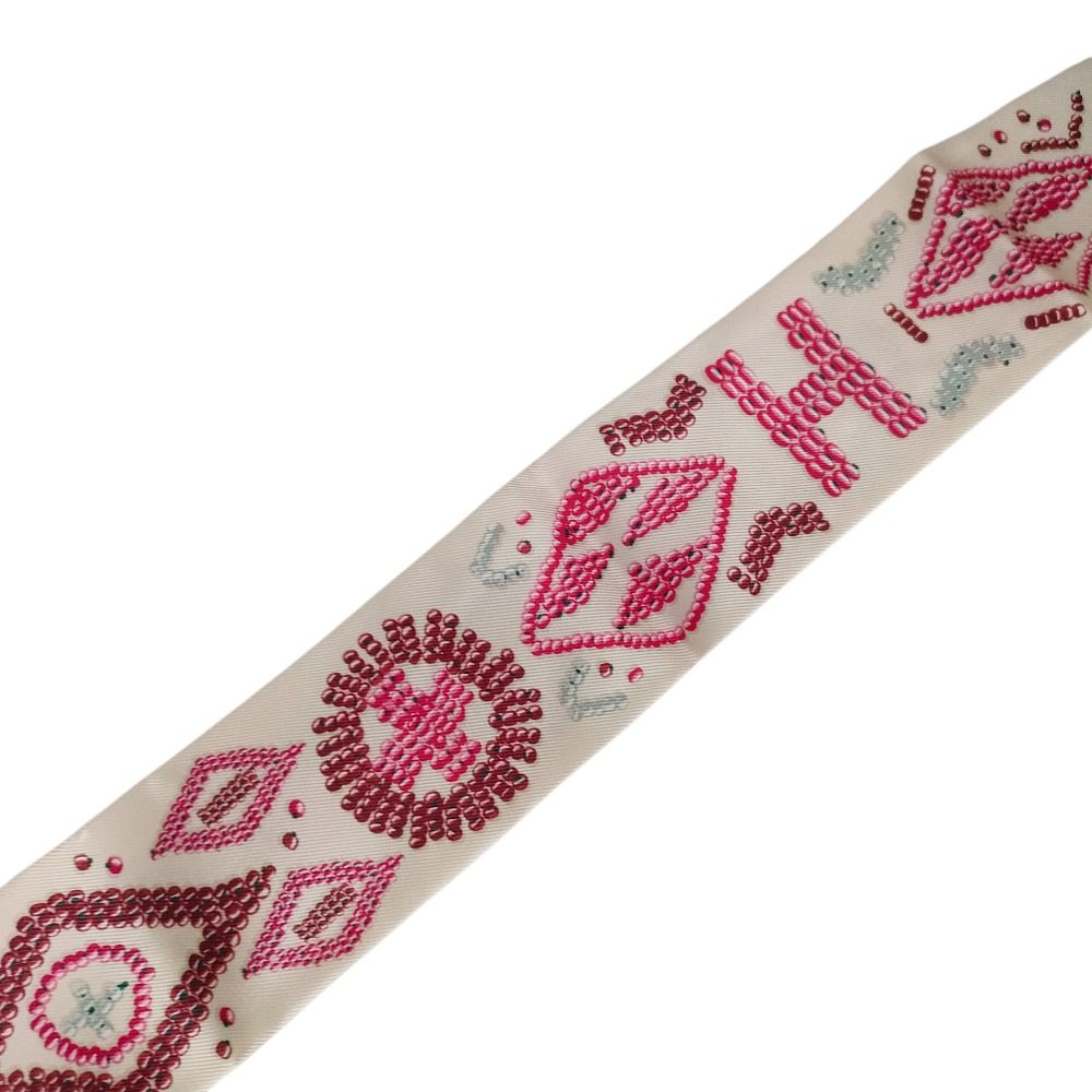 Hermes Silk 100% Kelly en Perles Twilly Scarf Ivory — view 4