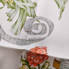 Hermes Regi NA Carre 90 Silk 100% Floral Large Bandana Scarf Light Blue — view 6