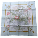 Hermes Regi NA Carre 90 Silk 100% Floral Large Bandana Scarf Light Blue — view 2
