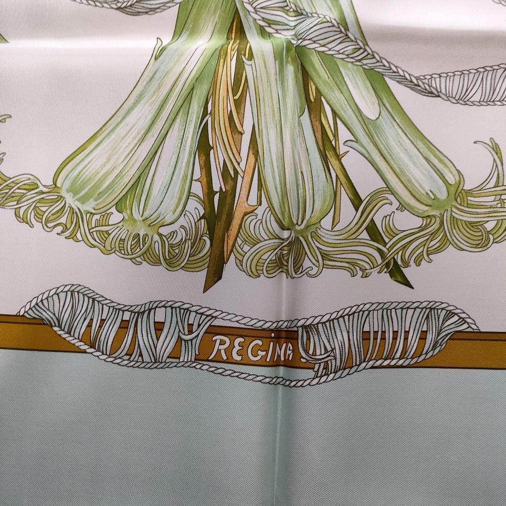 Hermes Regi NA Carre 90 Silk 100% Floral Large Bandana Scarf Light Blue — view 5