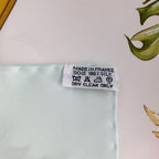 Hermes Regi NA Carre 90 Silk 100% Floral Large Bandana Scarf Light Blue — view 7