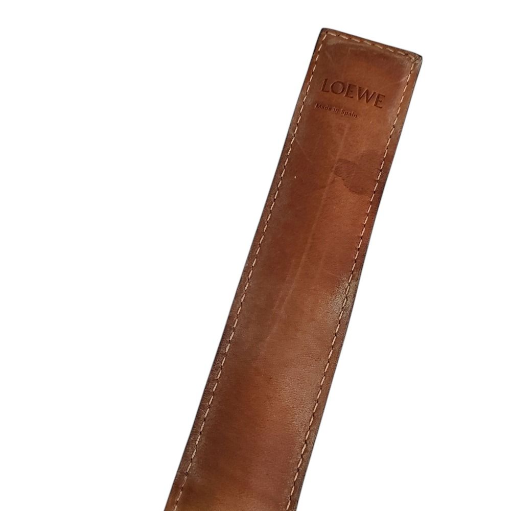 Loewe Anagram Embossed Logo Small Slap Bracelet Small Leather Bangle Brown — view 6