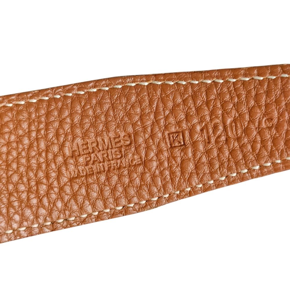 Hermes Evelyne Oval Buckle Reversible Leather Belt 120 Black Brown — view 5