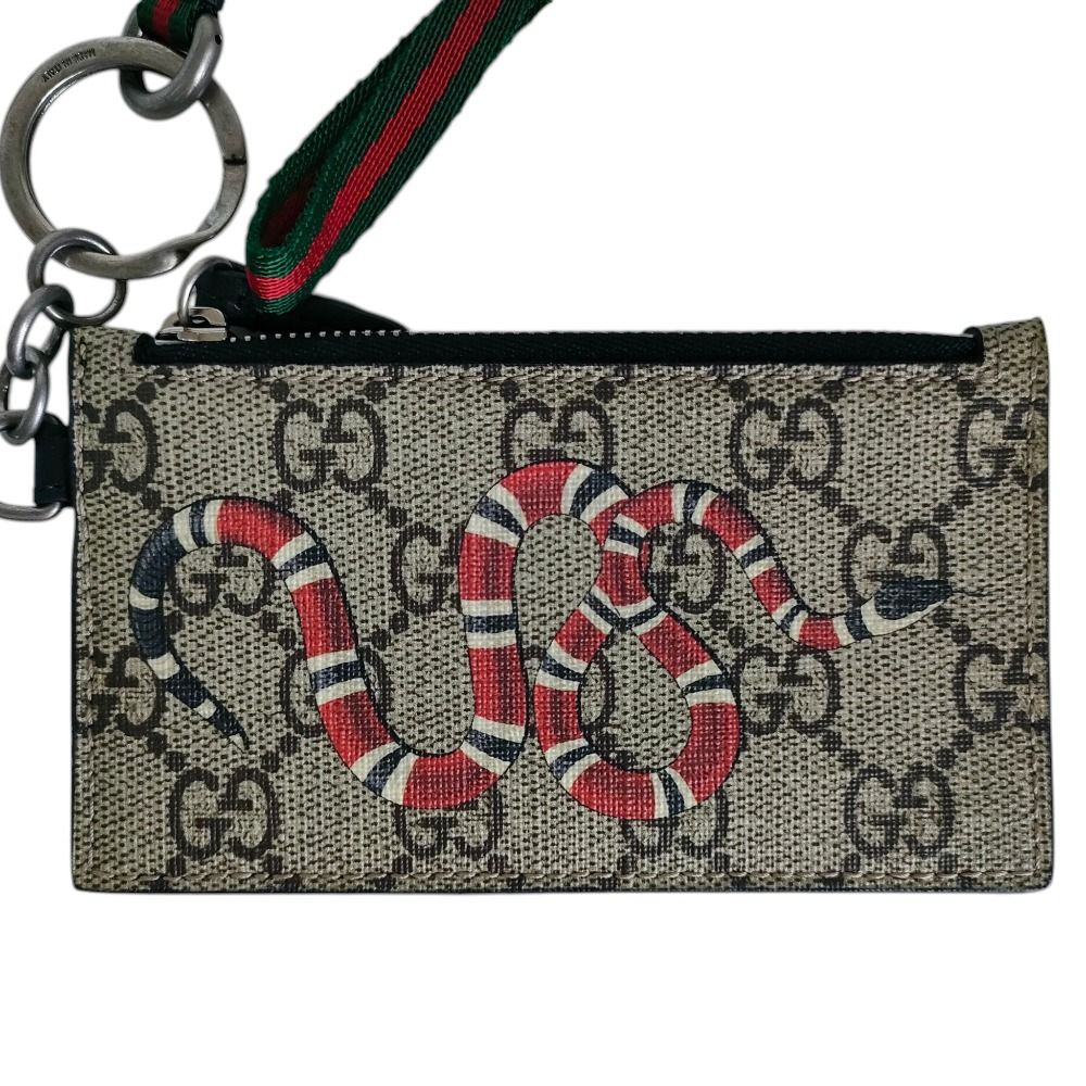 Gucci GG Supreme Kingsnake Fragment Case Wallet Beige
