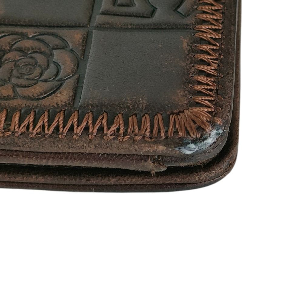 Chanel Icon Line CC Logo Patchwork Wallet Bifold Brown — view 3