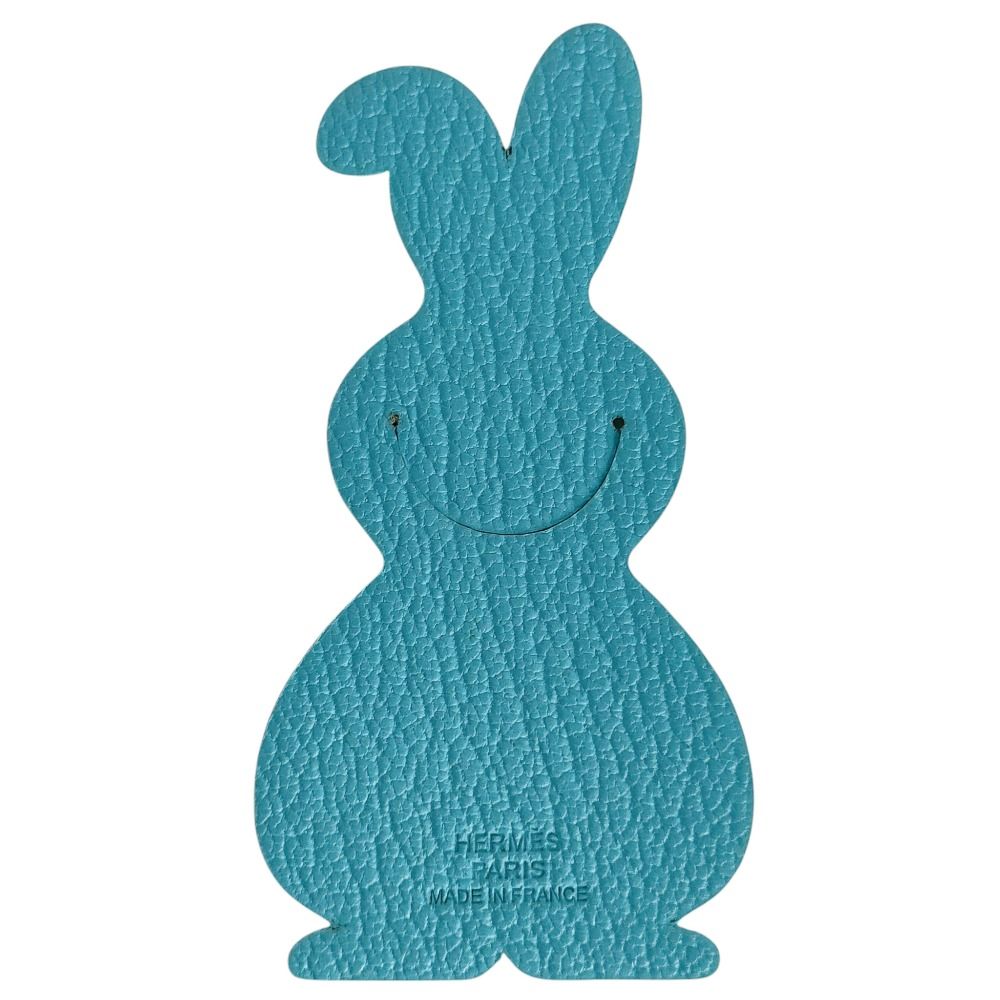 Hermes Chevre Leather Pika Book Rabbit Motif Mark Bookmark Blue Jean — view 3