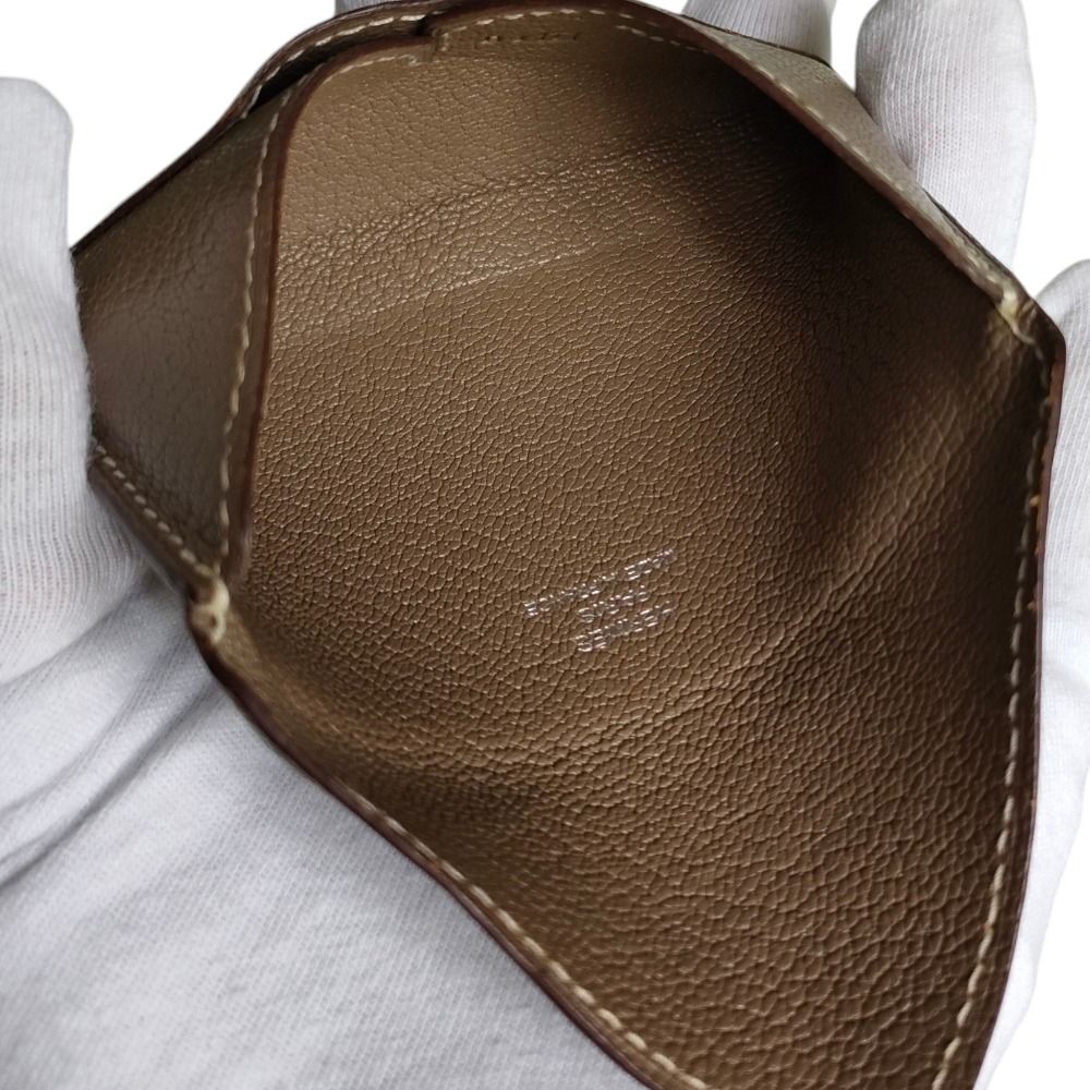 Hermes Chevre Mysore Leather Envelope PM Shape Card Case Business Etoupe Brown — view 4