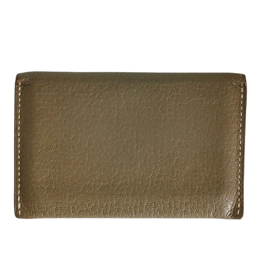 Hermes Chevre Mysore Leather Envelope PM Shape Card Case Business Etoupe Brown — view 2