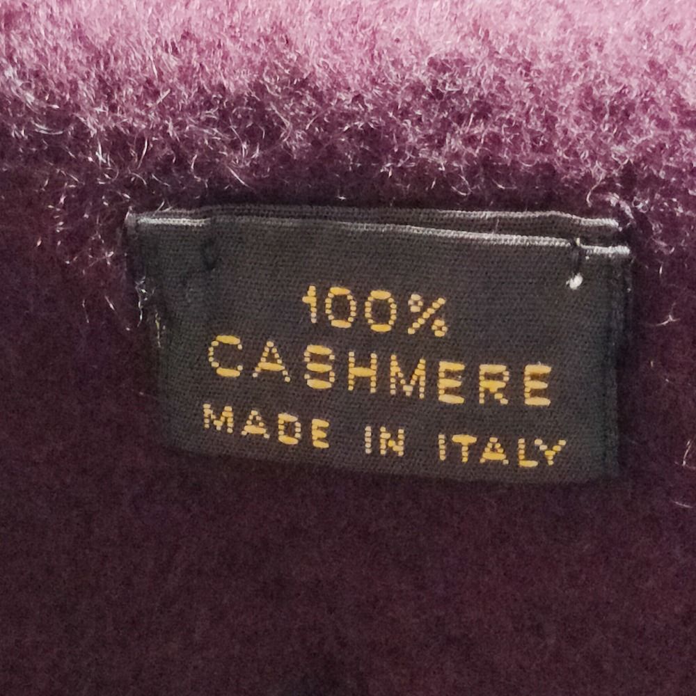 Chanel Vintage Logo Embroidery Cashmere 100% Fringe Scarf Purple — view 7