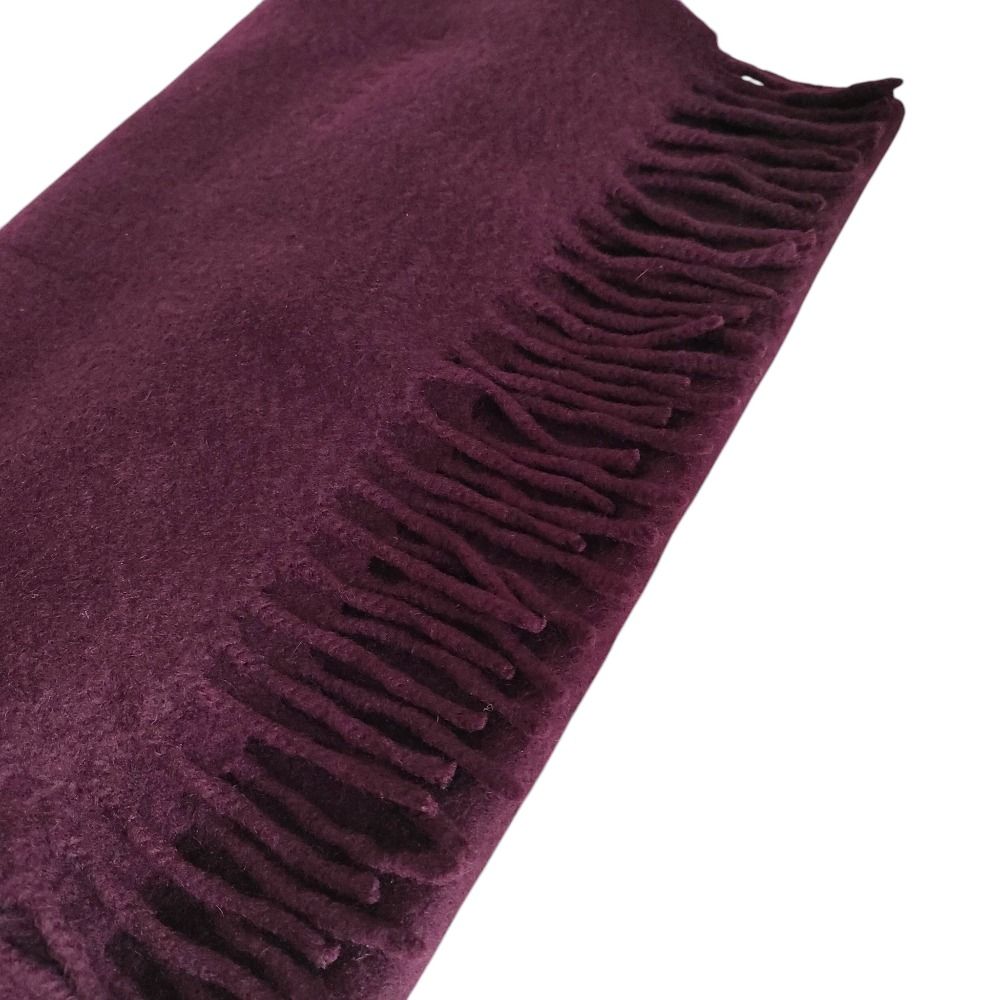 Chanel Vintage Logo Embroidery Cashmere 100% Fringe Scarf Purple — view 3