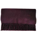 Chanel Vintage Logo Embroidery Cashmere 100% Fringe Scarf Purple