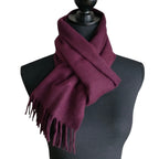 Chanel Vintage Logo Embroidery Cashmere 100% Fringe Scarf Purple — view 8