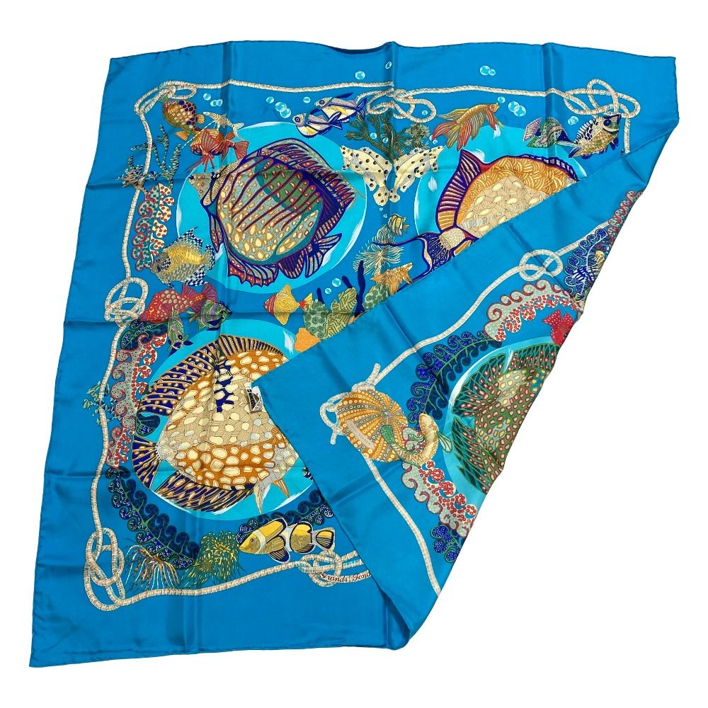 Hermes Carre 90 Grands Fonds Silk Scarf Light Blue — view 2
