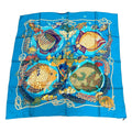 Hermes Carre 90 Grands Fonds Silk Scarf Light Blue