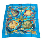 Hermes Carre 90 Grands Fonds Silk Scarf Light Blue