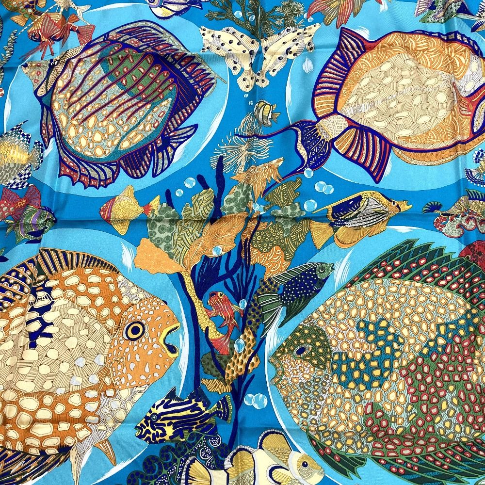Hermes Carre 90 Grands Fonds Silk Scarf Light Blue — view 3