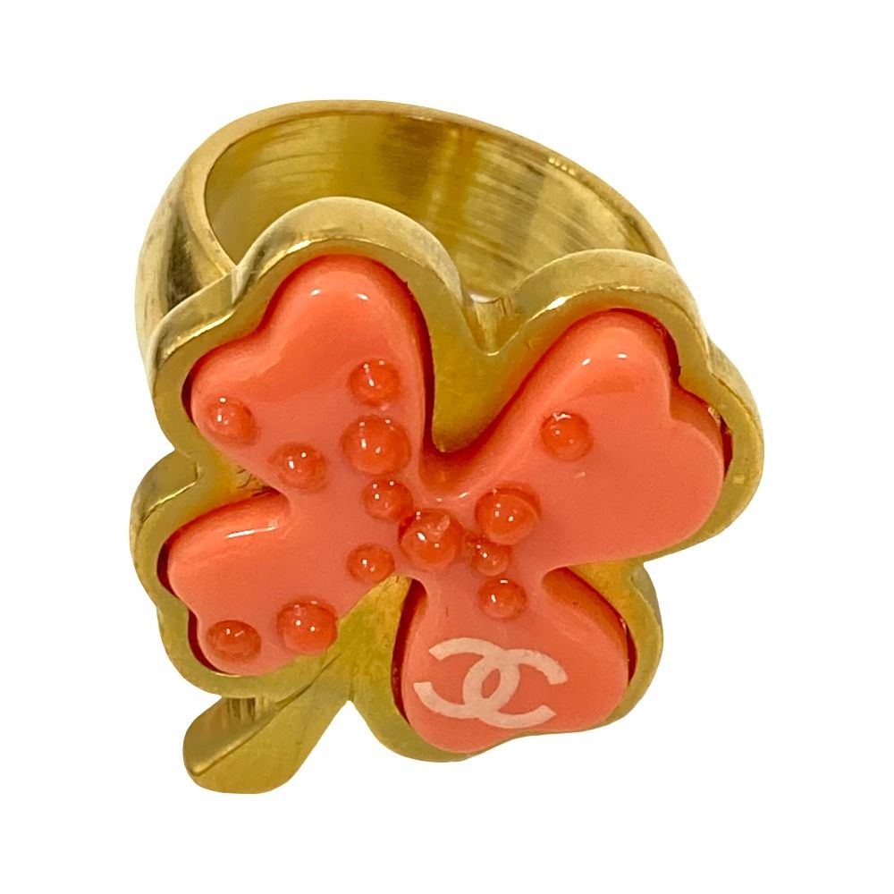Chanel CC Logo Clover Ring 52 Gold