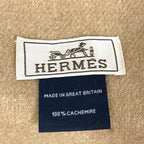 Hermes Logo Embroidery Cashmere Shawl Scarf Beige Brown — view 4