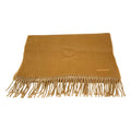 Hermes Logo Embroidery Cashmere Shawl Scarf Beige Brown