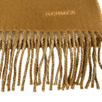 Hermes Logo Embroidery Cashmere Shawl Scarf Beige Brown — view 6
