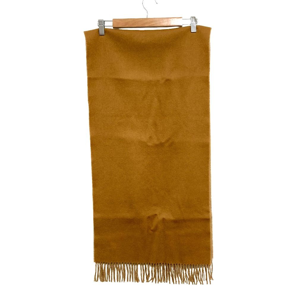 Hermes Logo Embroidery Cashmere Shawl Scarf Beige Brown — view 2