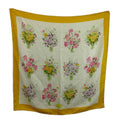 Gucci Vintage Scarf Large Silk Bouquet Flower All Over Print Logo Yellow