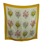 Gucci Vintage Scarf Large Silk Bouquet Flower All Over Print Logo Yellow