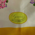 Gucci Vintage Scarf Large Silk Bouquet Flower All Over Print Logo Yellow — view 4
