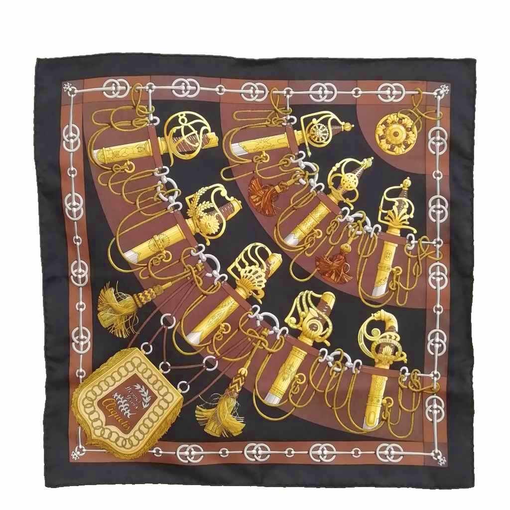 Hermes Cliquetis Carre 40 Petit Scarf Black