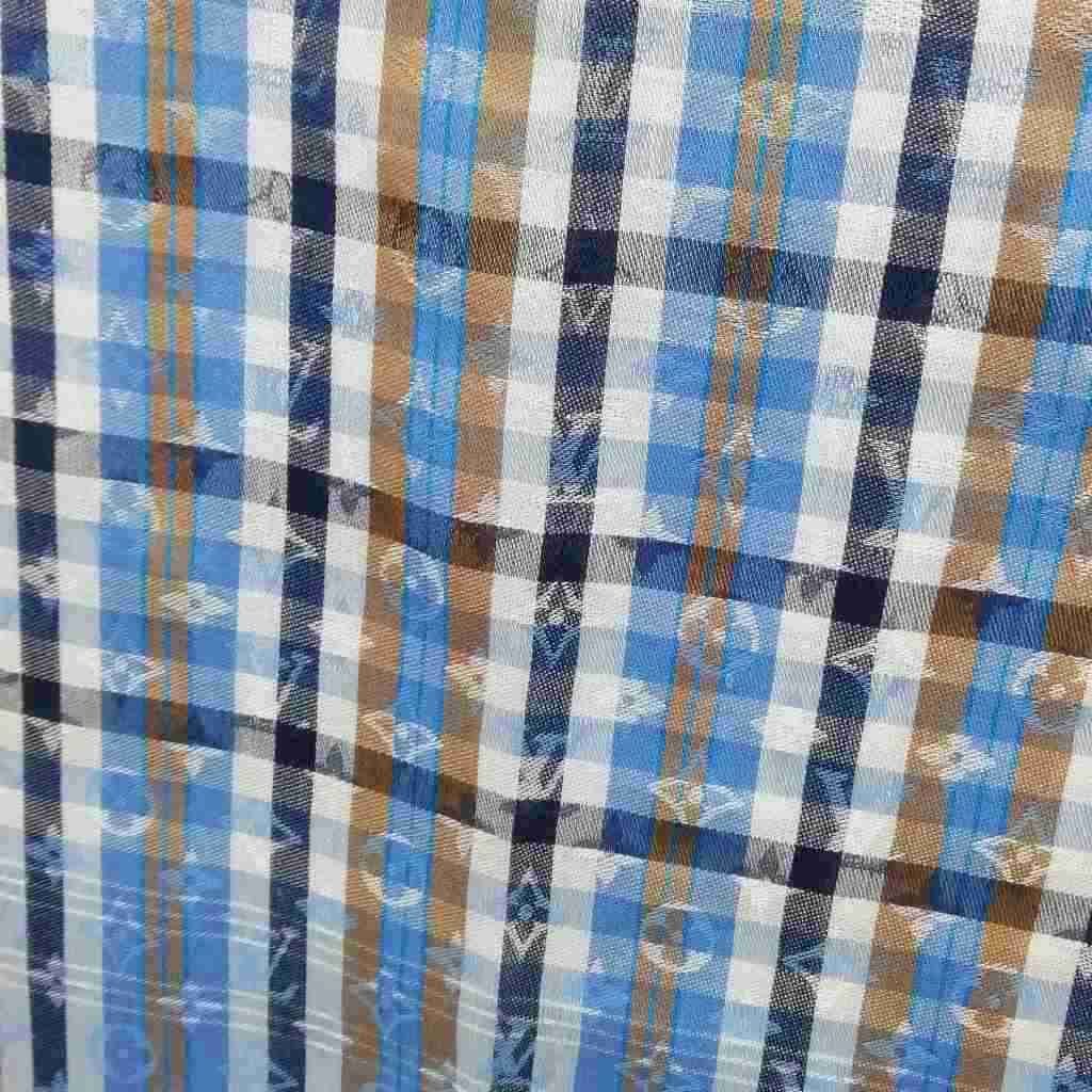 Louis Vuitton Shawl Etole Monogram Madras Scarf Blue — view 3