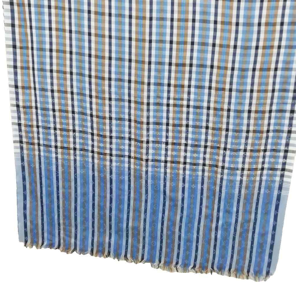 Louis Vuitton Shawl Etole Monogram Madras Scarf Blue — view 2