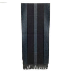 Louis Vuitton Cashmere Wool Striped Fringe Scarf LV Logo Embroidery Gray — view 3